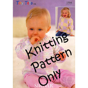 New Sirdar Tiny Tots DK 1504 Checkerboard Sweater Baby Child Knitting Pattern